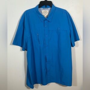 St. John’s Bay Men’s Short Sleeve Button Front Shirt XXL Blue Classic Fit